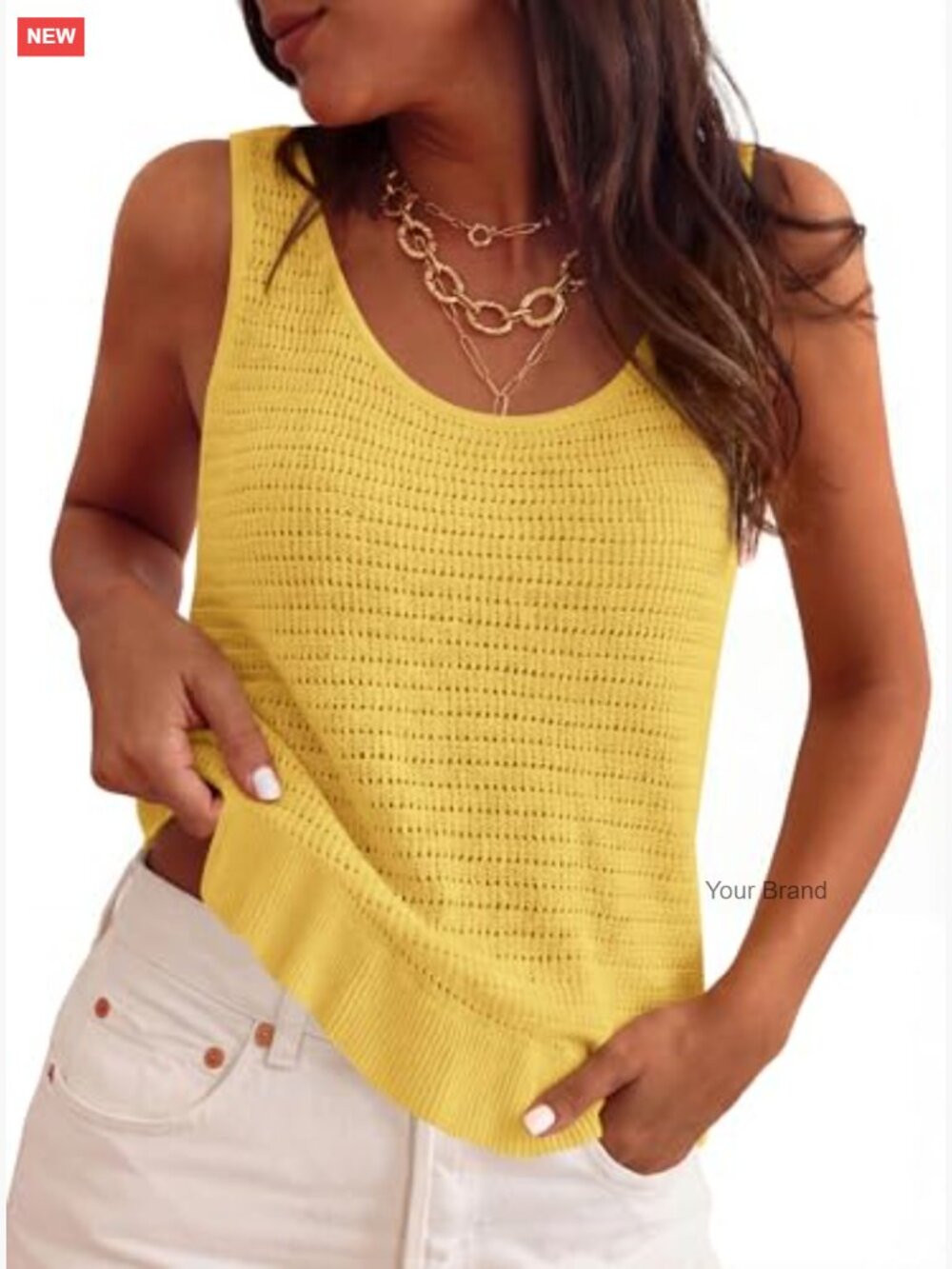 Crochet Sleeveless Tank Top Boho Summer Knit Sweater Resort Wear - Picture 3 of 7